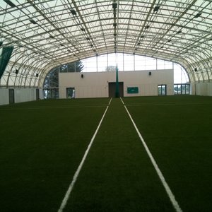 Indoor training pitch under the tensile structure at Eirias Park