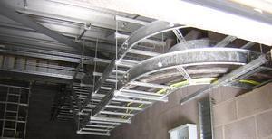 Cable tray and ladder rack in a ceiling void
